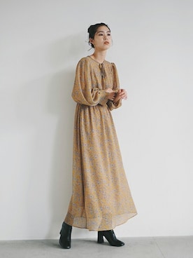 「kaene（カエン）のアイテム（ワンピース）」を使った、kaeneSTAFFさん（レディース・166cm）の冬コーディネート
