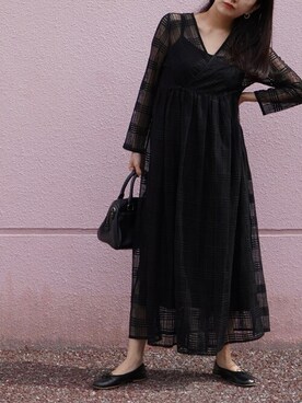 「kaene（カエン）のアイテム（ワンピース）」を使った、kaeneSTAFFさん（レディース・155cm）の春コーディネート