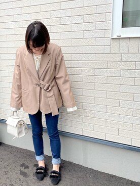 テーラードジャケットを使った スキニーデニム のレディース人気ファッションコーディネート Wear