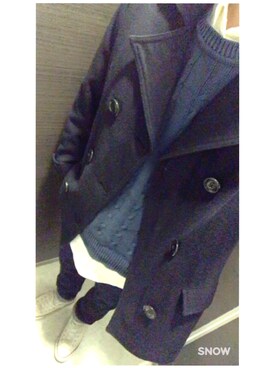 「ZARA（ザラ）のアイテム（ダウンジャケット/コート、ブルー系）」を使った、パルプンテ。さん（メンズ・170cm）の冬コーディネート