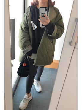 「PUBLUX（パブリュクス）のアイテム（ノーカラージャケット）」を使った、hanamama87さん（レディース・155cm）の春コーディネート