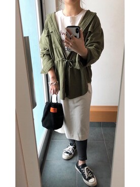「レギンスコーデ」｜「アイテム（アクセサリー）」を使った、hanamama87さん（レディース・155cm）の春コーディネート