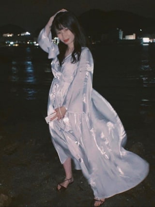 ■アメリヴィンテージ MEDI GATHER NEGLIGEE DRESS M 美品 アメリヴィンテージMEDI GATHER NEGLIGEE DRESS M