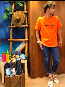 「Carhartt WIP（カーハートダブリューアイピー）のアイテム（トップス）」を使った、aiさん（メンズ・171cm）の夏コーディネート