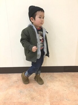 「ヒスミニ」｜「アイテム（ジャケット/アウター）」を使った、totoさん（キッズ・80cm）の冬コーディネート