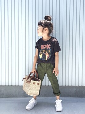 「アイテム（かごバッグ）」を使った、nanaさん（キッズ・110cm）の夏コーディネート