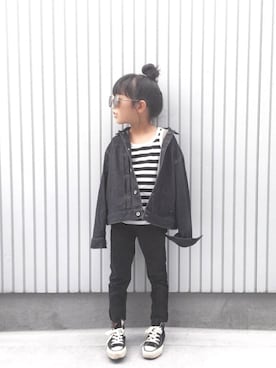 「FITH（フィス）のアイテム（デニムジャケット）」を使った、nanaさん（キッズ・110cm）の秋コーディネート