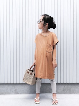 「SEA（シー）のカゴバッグS（かごバッグ）」を使った、nanaさん（キッズ・120cm）の夏コーディネート