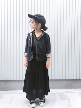 「FITH（フィス）のアイテム（デニムジャケット）」を使った、nanaさん（キッズ・120cm）の秋コーディネート