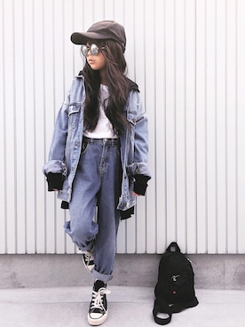 「マムジーンズ」｜nanaさん（キッズ・120cm）の冬コーディネート