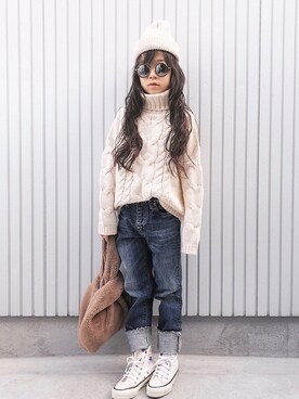 「on the day（オンザデイ）のアイテム」を使った、nanaさん（キッズ・120cm）の冬コーディネート