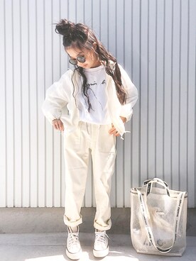 「ナイロンパーカー」｜nanaさん（キッズ・130cm）の春コーディネート