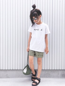 nanaさんの「S137 E TS　ロゴTシャツ」を使ったコーディネート