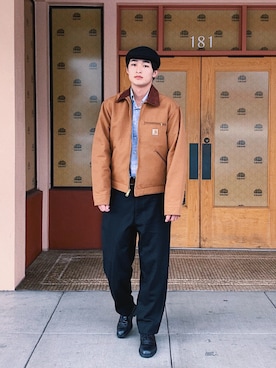 「PENDLETON（ペンドルトン）のアイテム（ハンチング/ベレー帽）」を使った、Yutaroさん（メンズ・180cm）の冬コーディネート