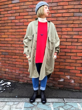 「KAPITAL」｜「アイテム（アクセサリー）」を使った、カジさん（レディース・162cm）の冬コーディネート