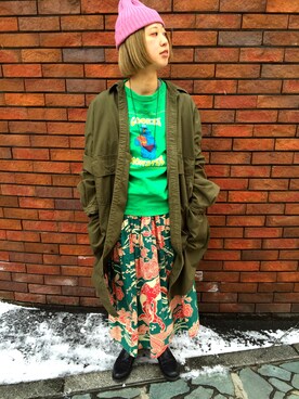 「KAPITAL」｜「アイテム（スウェット）」を使った、カジさん（レディース・162cm）の冬コーディネート