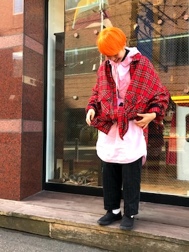 「KAPITAL」｜「アイテム（スリッポン）」を使った、カジさん（レディース・162cm）の秋コーディネート