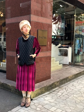 「KAPITAL」｜「アイテム（ワンピース/ドレス）」を使った、カジさん（レディース・162cm）の秋コーディネート