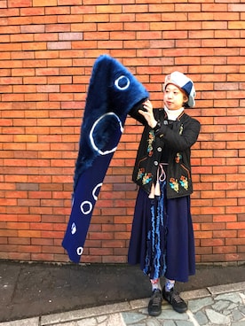 「KAPITAL」｜「アイテム（その他アウター）」を使った、カジさん（レディース・162cm）の冬コーディネート
