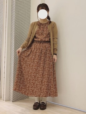 「Green　Parks（グリーンパークス）のアイテム（カーディガン/ボレロ）」を使った、ちひろさん（レディース・154cm）の秋コーディネート