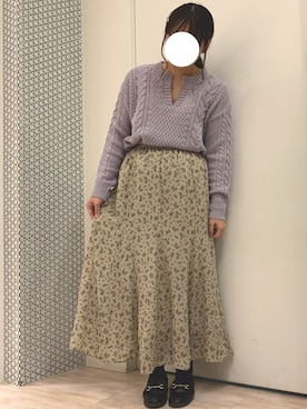 「Green　Parks（グリーンパークス）のアイテム（ニット/セーター）」を使った、ちひろさん（レディース・154cm）の冬コーディネート