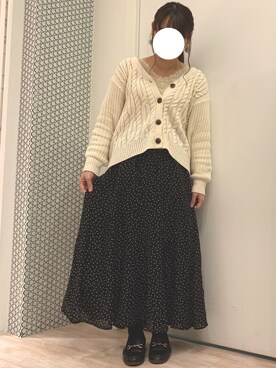 「Green　Parks（グリーンパークス）のアイテム（カーディガン/ボレロ）」を使った、ちひろさん（レディース・154cm）の冬コーディネート