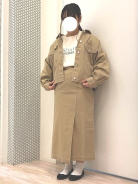 「ラップスカート」｜「アイテム（ブルゾン）」を使った、ちひろさん（レディース・154cm）の春コーディネート