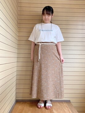 「しまむら（シマムラ）のアイテム（スカート）」を使った、ちひろさん（レディース・154cm）の春コーディネート