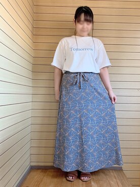「しまむら（シマムラ）のアイテム（スカート）」を使った、ちひろさん（レディース・154cm）の春コーディネート