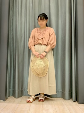 「Sugar spoon（シュガースプーン）のアイテム」を使った、ちひろさん（レディース・154cm）の夏コーディネート