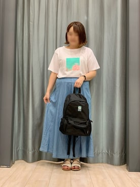 「DISCUS（ディスカス）のアイテム」を使った、ちひろさん（レディース・154cm）の夏コーディネート