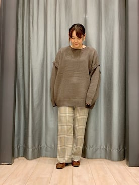 「Sugar spoon（シュガースプーン）のアイテム（ニット/セーター）」を使った、ちひろさん（レディース・154cm）の秋コーディネート