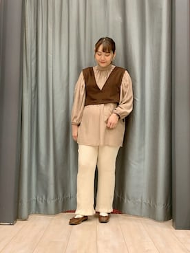「RAY CASSIN（レイカズン）のアイテム（パンツ）」を使った、ちひろさん（レディース・154cm）の秋コーディネート