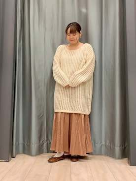 「Sugar spoon（シュガースプーン）のアイテム（ニット/セーター）」を使った、ちひろさん（レディース・154cm）の秋コーディネート