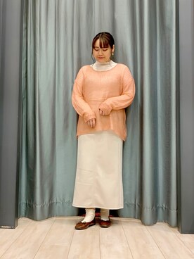「Sugar spoon（シュガースプーン）のアイテム（ニット/セーター）」を使った、ちひろさん（レディース・154cm）の秋コーディネート