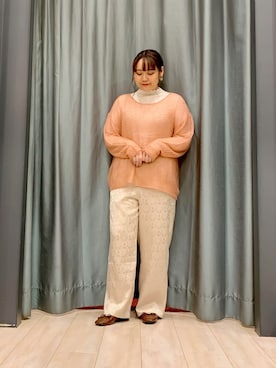 「Sugar spoon（シュガースプーン）のアイテム（ニット/セーター）」を使った、ちひろさん（レディース・154cm）の秋コーディネート