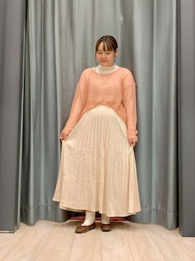「Sugar spoon（シュガースプーン）のアイテム（ニット/セーター）」を使った、ちひろさん（レディース・154cm）の秋コーディネート