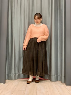 「Sugar spoon（シュガースプーン）のアイテム（ニット/セーター）」を使った、ちひろさん（レディース・154cm）の秋コーディネート