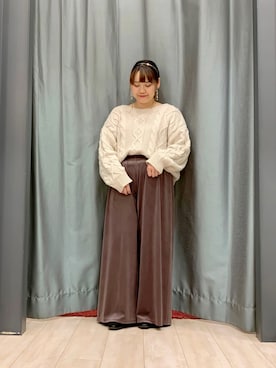 「アランニット」｜ちひろさん（レディース・154cm）の秋コーディネート