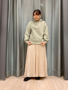 「Green　Parks（グリーンパークス）のアイテム（パーカー）」を使った、ちひろさん（レディース・154cm）の冬コーディネート