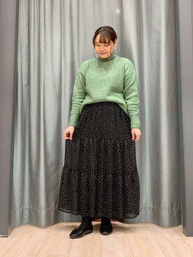 「Green　Parks（グリーンパークス）のアイテム（ニット/セーター）」を使った、ちひろさん（レディース・154cm）の冬コーディネート
