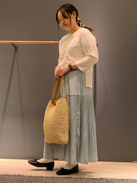 「7分袖」｜「アイテム（その他）」を使った、ちひろさん（レディース・154cm）の春コーディネート
