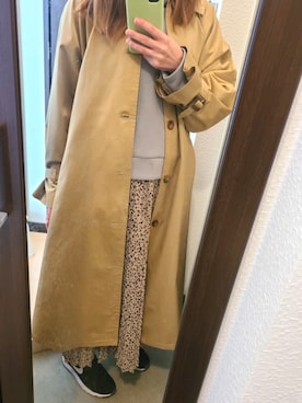 「chocomee（チョコミー）のアイテム（ステンカラーコート）」を使った、KaOさん（レディース・154cm）の春コーディネート