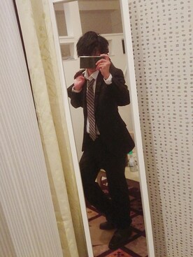 「スーツコーデ」｜うめしゃん。さん（メンズ・160cm）の秋コーディネート