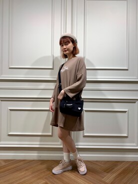 「MILKFED.」｜「アイテム（ハンチング/ベレー帽）」を使った、呂雪さん（レディース・166cm）の春コーディネート