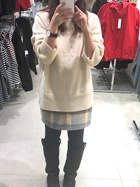 「chocomee（チョコミー）のアイテム（ニット/セーター）」を使った、asamiさん（レディース・148cm）の冬コーディネート