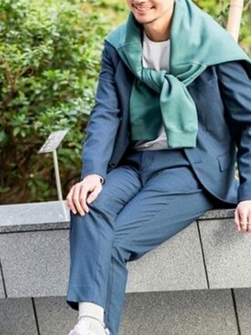 「セットアップを着てみました　ブルー系」｜akihito2005さん（メンズ・175cm）の春コーディネート