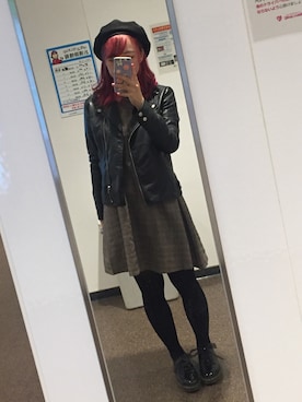 「定番」｜「アイテム（ハンチング/ベレー帽）」を使った、domeさん（レディース・160cm）の秋コーディネート