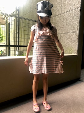 「学校」｜「アイテム（シャツワンピース）」を使った、ののさん（キッズ・124cm）の夏コーディネート