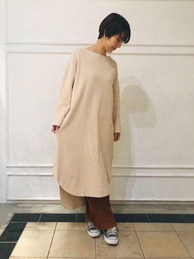 「アイテム（ワンピース/ドレス、ベージュ系）」を使った、SHARE PARKさん（レディース・160cm）の冬コーディネート